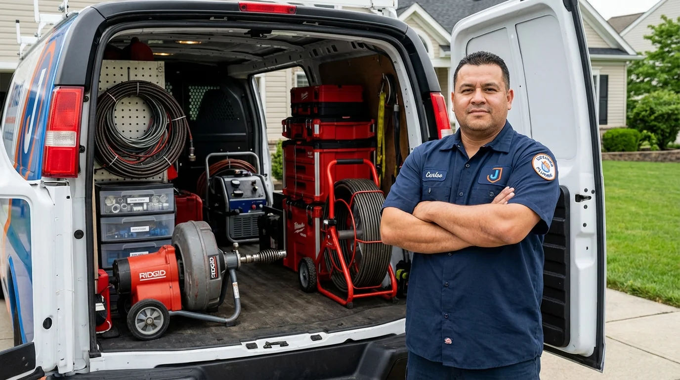 Professional drain cleaning equipment and Johns Plumbing LLC plumber in Blanco