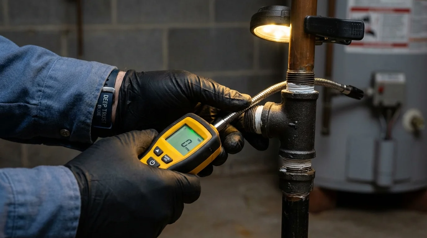 Gas leak detection with electronic sniffer by Johns Plumbing LLC in Blanco